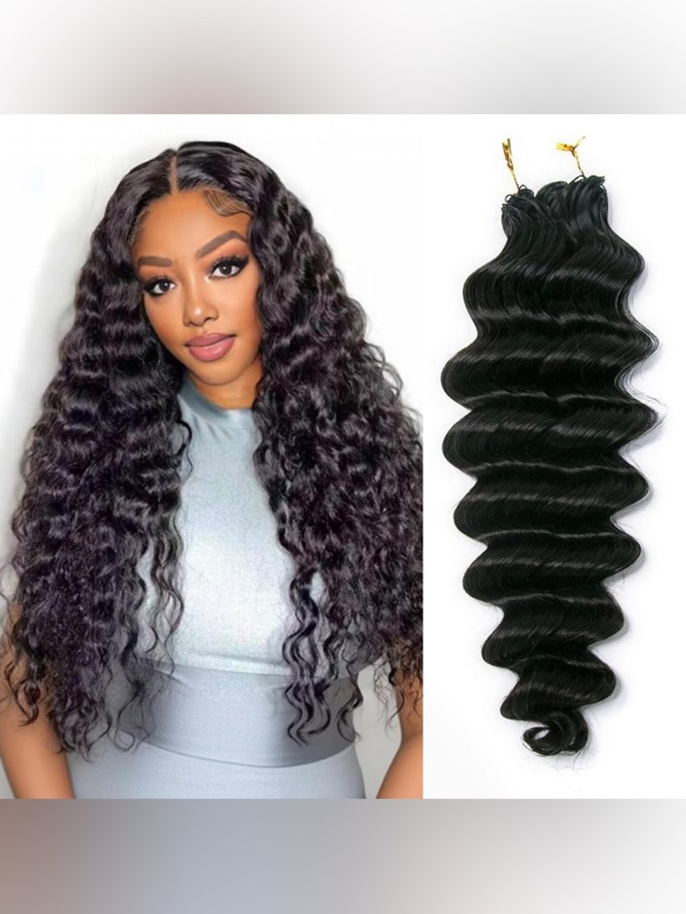 HUMAN HAIR Black Loose Deep Wave Crotchet Hair  Miracle Knots- Natural Black